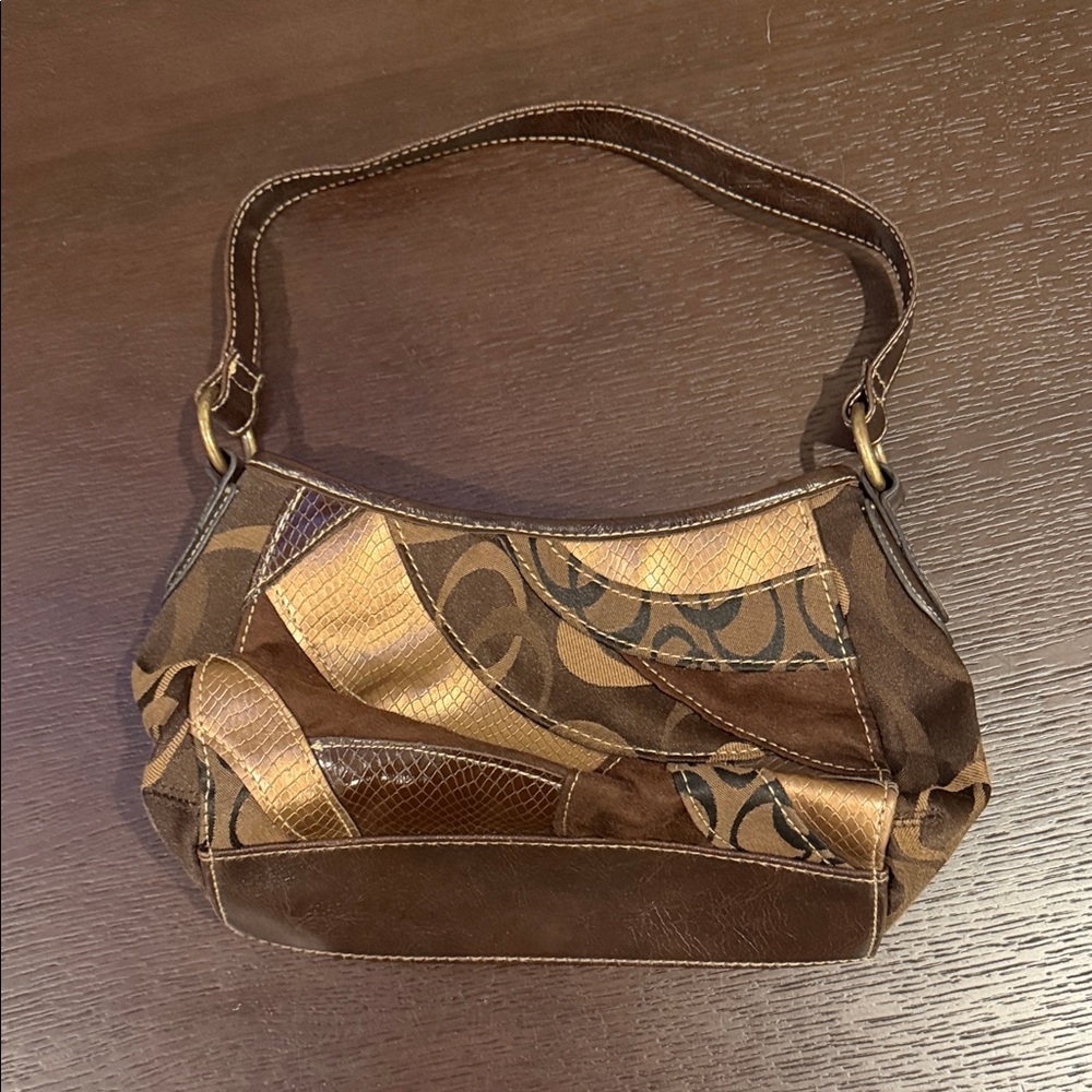 Elegant Brown and Gold Women's Handbag